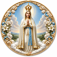 Assiette en résine Sacré-Cœur Vierge Marie, motif rayons de soleil dorés, art catholique classique, décoration de bureau, souvenir, cadeau, vente en gros