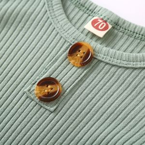 Camisones de bautizo de algodón acanalado sólido para recién nacidos Vestido anudado de bebé de manga larga con sombrero - Product Image 6