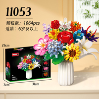Woma 1:8 Bloques de Construcción de Plástico ABS, 40 Piezas, Juguete DIY, Ramo de Rosas, Arreglo Floral, Regalo de San Valentín, Unisex