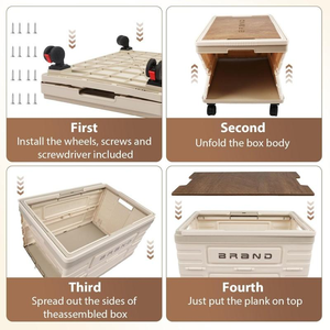 Organizador de Maletero de Plástico, Caja de Almacenamiento Plegable para Maletero, Organizador de Almacenamiento para Maletero con Ruedas y Barra de Arrastre - Product Image 3