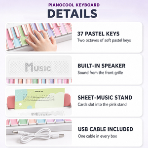Piano de Teclado para Niños, Instrumento Musical Portátil, Piano Electrónico de Plástico de 37 Teclas para Principiantes <span class=keywords><strong>y</strong></span> Educación Preescolar en el Hogar - Product Image 2
