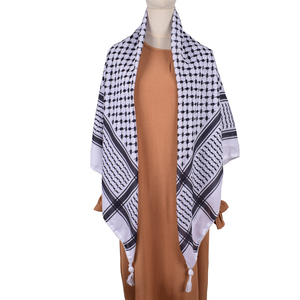 Vente en gros Offre Spéciale unisexe palestinien Kufiya drapeau écharpes 53 pouces carré Arafat Hatta 100% coton Shemagh Keffiyeh arabe écharpe - Product Image 5