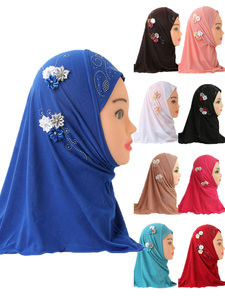 Hijab islamique pour filles musulmanes, foulards, châles, sans décoration, matière douce et extensible pour filles de 2 à 7 ans, vente en gros 50 cm - Product Image 6