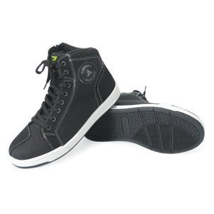 SOMMY Zapatos de moto de caña alta para hombre – Botas de carreras urbanas de lona con cremallera lateral y correa en el tobillo, antideslizantes, informales - Product Image 1
