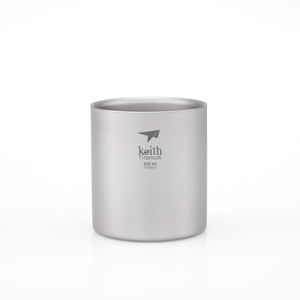 Keith Factory Customized Eco-Friendly Modern Design Portable Ultralight <b>Sandblasted</b> Silver Gray Titanium Double-Wall 300ml Cup - Product Image 2