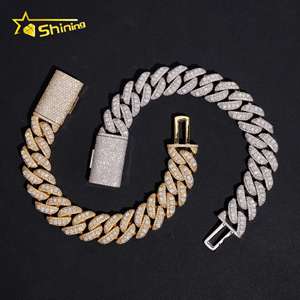 Bracciale Cubano Iced Out in Ottone Placcato Oro con Moissanite VVS da 18mm, con Puntatore Rialzato, Supera il Test del Diamante, Gioielli Hip Hop, con GRA - Product Image 4