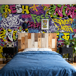 Street Art <span class=keywords><strong>Graffiti</strong></span> Grand <span class=keywords><strong>Papier</strong></span> <span class=keywords><strong>Peint</strong></span> en Tissu Hip-Hop pour la Décoration Intérieure - Product Image 2