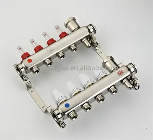 Well Made 2-12 Ways Water Manifold Heating System Stainless Steel Manifold Valved Thermostat