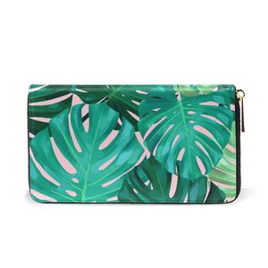 Leaf Print Zipper <b>Wallet</b> Long Sleeve <b>Money</b> Pocket Card Holder Custom Logo Gift Use - Product Image 2