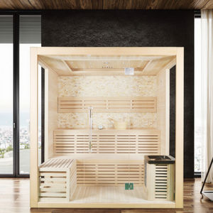 Sauna de Vapor Cuadrada con Logotipo Personalizado, Puerta de Vidrio, Madera Natural, Sauna Cuadrada con Puerta de Vidrio para Jardín - Product Image 2