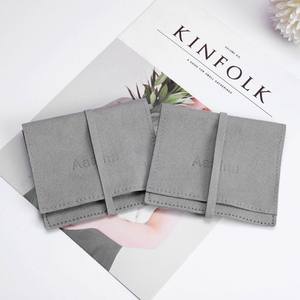 Luxury Vintage Velvet Jewelry Bag with Logo <b>Drawstring</b> Flap Suede Dust Gift Bags Handmade Portable with Bow Ribbon - Product Image 3