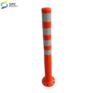 Poste de advertencia de tráfico de seguridad vial de plástico PU de 100cm y 40 pulgadas, poste delineador de resorte Flexible con tiras reflectantes - Product Image 2