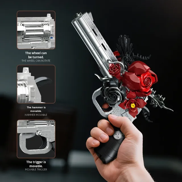 Jie Star 9218 ABS Plastic Revolver Building Block Gun Series 1:8 Scale 40-Piece Fantasy Sci-Fi Kids' Educational Toy Gift Model