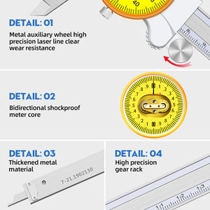 เวอร์เนียคาลิเปอร์สแตนเลสหน้าปัดสีเหลืองขนาด0.01มม. ความแม่นยำสูงวัดขนาดเส้นผ่าศูนย์กลางทั้งภายในและภายนอก - Product Image 2
