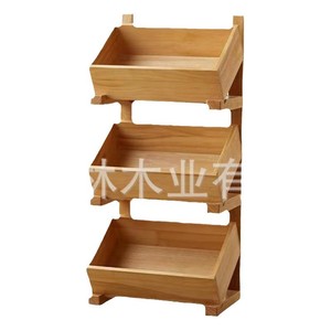 Solid Wood Multi Layer Storage <b>Rack</b> 3 Tiers Wall Mounted Rectangle Durable For <b>Kitchen</b> Living Room Snack Vegetable Storage - Product Image 1