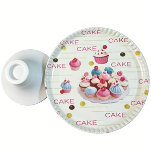 Bandeja de Postres de Melamina de 30 cm, Colorida, para Fiestas de Cumpleaños al Aire Libre, para Pasteles, Galletas, Frutas, <span class=keywords><strong>con</strong></span> Base Alta - Product Image 1