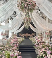 Centre de table de mariage ou de Noël, ou décoration de scène événementielle, en soie verte mélangée, réaliste, moderne, faite à la main, de haute qualité, avec motif de lotus.