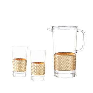 Vaisselle avec bande d'or et plateau de gobelet de pichet de texture - Product Image 2