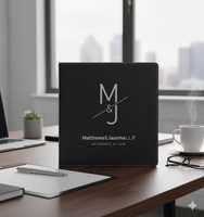 Carpeta de Cuero A4 con Impresión de Logotipo Personalizado, Organizador de Documentos, 3 Anillas, 3 Anillas, Vinilo de PVC, Azul Marino, Negro y Marrón