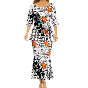 Vrijetijdskleding Samoa Puletasi Polynesische Tribale Fiji Print Dames Plus Size 2-delige Puletasi Jurk Hot Selling Dames - Product Image 6