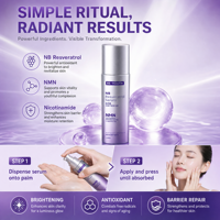 Sérum de beauté naturelle au resvératrol 99% pur, exosomes NMN, antioxydant, éclaircissant, réparateur de barrière, hydratant, anti-âge, essence pour le visage