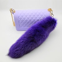 Queue de renard argenté duveteuse en fourrure naturelle, tailles 38cm, 40cm, 45cm, grande taille, pour filles - Vente en gros Chine