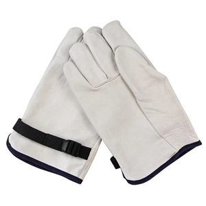 Guantes de Trabajo de Piel de Cabra Blanca de Alta Calidad, con Muñequera Ajustable, Resistentes, Personalizables, Talla <span class=keywords><strong>2XL</strong></span>, Protección Laboral, Industria, Conducción - Product Image 4