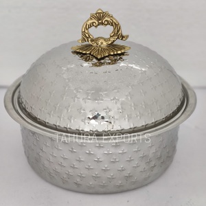 Cazuela martillada de acero de alta calidad con acabado plateado, calentador de alimentos para restaurantes de Hotel en casa - Product Image 5