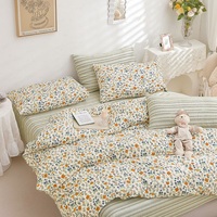 Parure de lit en gros avec housse de couette imprimée petites fleurs, 100% coton/200TC, ensemble de draps respirants pour fille
