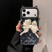 Étuis de téléphone BAILI Factory pour femmes, cadre de luxe avec lentille en diamant, motif chat mignon coloré, nœud papillon, pois, pour iPhone 16 17Pro