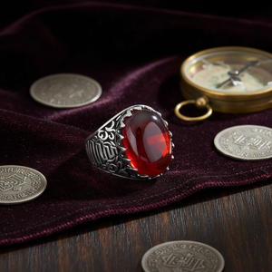 Ottoman Design Oval Cut Red Agate Gemstone Ottoman <b>Men</b> Design Turkish Handcmade Wholesale Authentic 925 <b>Silver</b> <b>Men</b> <b>Ring</b> - Product Image 3