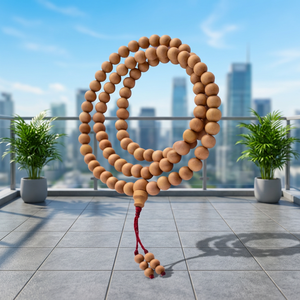 Riddhi Siddhi Round Natural Sandalwood Beads Natural Dark Golden Brown Loose for Necklace Making From Rajasthan - Product Image 1