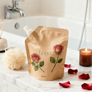 Bolsa de Papel Kraft Impresa Personalizada, Ecológica, Biodegradable, para Líquidos, con Boquilla, para Envasar Aceite Corporal, Loción, Champú - Product Image 2