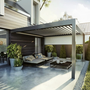 <span class=keywords><strong>Pergola</strong></span> bioclimatique motorisée en aluminium <span class=keywords><strong>5x4</strong></span> avec pare-soleil rétractable pour balcon et usage extérieur, design moderne - Product Image 1