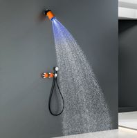 Ensemble de douche mural en laiton chromé, style luxe léger, avec jets de pluie doux et de massage, haute pression, minimaliste, à montage encastré, eau chaude/froide, avec cartouche céramique