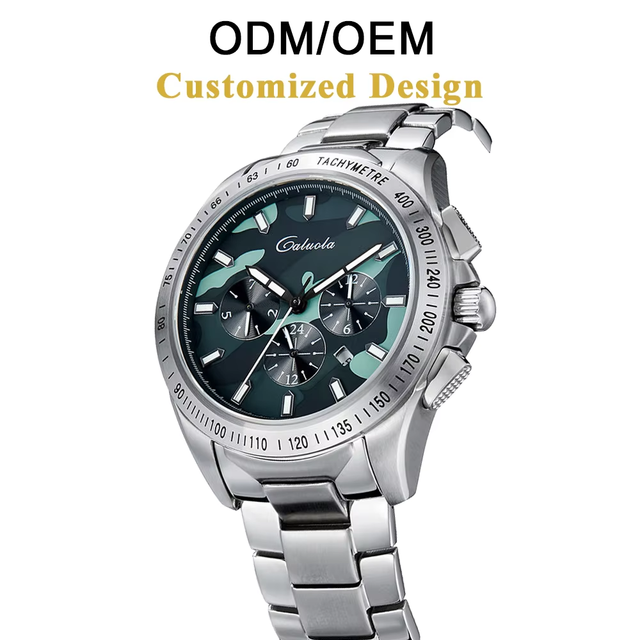 ODM/OEM Caluola Camouflage Automatic Mechanical Watch SAPPHIRE CRYSTAL Men's Luminous Analog Luxury Stainless Steel Case