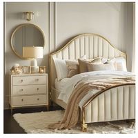 Lit double moderne en bois massif sculpté, écologique et personnalisé, pour chambre à coucher d'appartement
