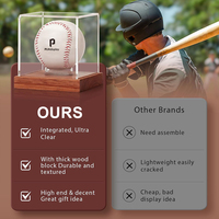 Transparente Acryl-Baseball-Vitrine mit Holzsockel UV-geschützt Staubdichter Würfel-Schaukasten für Signierte Bälle Sport-Sammlerstücke