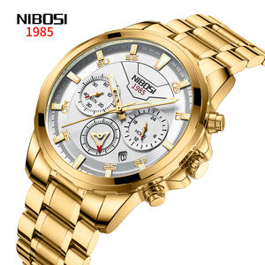 NIBOSI 2536 Montres à quartz d'affaires pour hommes avec bracelet en acier inoxydable Montres-bracelets avec cadran argenté et fenêtre en verre - Product Image 3