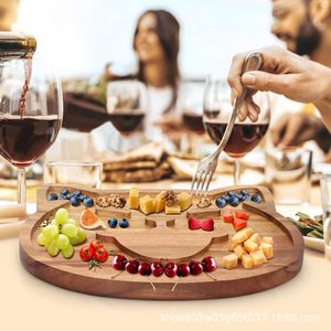 Plateau en bois d'acacia en forme de chat avec poignée pour servir des collations et du fromage lors de réceptions en plein air, plateau décoratif pour table à manger - Product Image 4