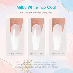 Etiqueta privada estándar de la UE 15ml semipermanente <span class=keywords><strong>blanco</strong></span> lechoso sin toallita UV LED capa superior de gel para uñas para salón de uñas y hogar DIY - Product Image 4