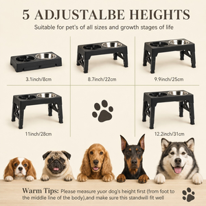 Bol de nourrissage lent pliable de luxe en acier inoxydable antidérapant et durable, avec support surélevé réglable en hauteur sur 5 niveaux, pour chiens de petite taille - Product Image 6