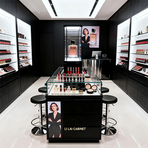 Orta cam LED yaktı vitrin rafı kabine vitrin Kiosk kozmetik oje güzellik salonu Showroom perakende mağaza için - Product Image 6