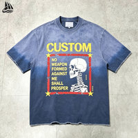 T-shirt graphique personnalisé pour homme, style streetwear, coupe oversize, épaules tombantes, tissu épais, effet délavé vintage