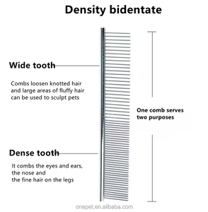 シルバー両面ペットヘアコームステンレス鋼猫犬ノミクリーニングリムーバーコームブラシペットグルーミングコーム - Product Image 3