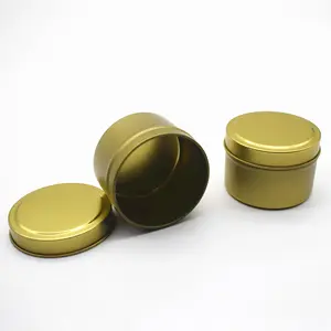 高品质定制标志8盎司黄金空圆蜡烛锡罐现货出售