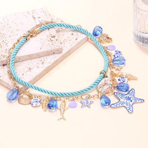 開明2026ファッションジュエリー手作りビーズ多層カラフルヒトデイルフィンシェルネックレス磁器スターレイヤードネックレス - Product Image 5