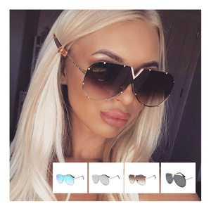 Lunettes de <span class=keywords><strong>soleil</strong></span> à monture métallique surdimensionnées pour femmes et hommes, lunettes de <span class=keywords><strong>soleil</strong></span> <span class=keywords><strong>miroir</strong></span> à la mode - Product Image 2