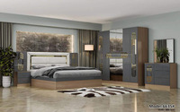 Chambre Coucher Complet Home Ensembles de lit Tête de lit éclairée en MDF Ensemble de meubles de chambre à coucher