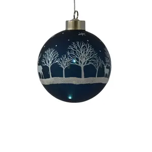 Hot Sale Kreative nach Hause hängende Glas verzierungen Multi-Style Weihnachts baum blaue Glaskugel mit Licht